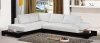 White Leather Modern Sectional Sofa w/Wooden Base