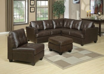 Brown Bonded Leather Modern Sectional Sofa w/Options [AMSS-50920-Platinum]