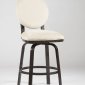 Brown Base & Beige Microfiber Seat Set of 2 Swivel Barstools