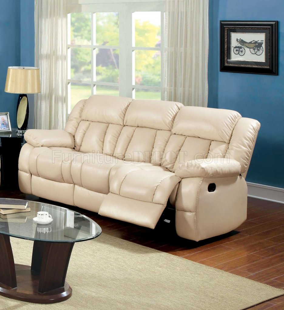 Barbado Reclining Sofa CM6827 Ivory in Leather Match w/Options