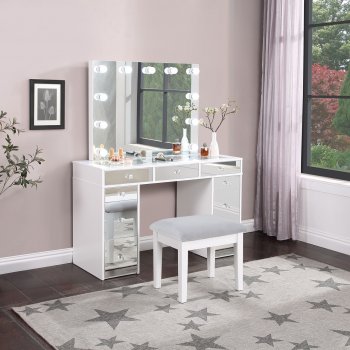 Regina Vanity Set 930245 in White by Coaster w/Stool [CRVA-930245 Regina]