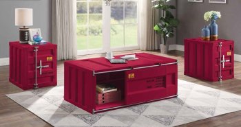 Cargo Coffee Table 3Pc Set 87895 in Red by Acme [AMCT-87895 Cargo]