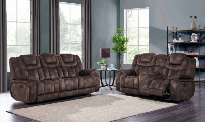 U1706 Power Motion Sofa in Chocolate Fabric by Global w/Options