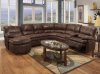 Rustic Brown Microfiber Reclining Sectional w/Baseball Stitching