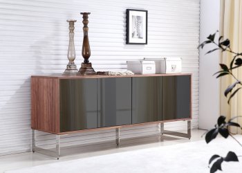 Cuadro Buffet in Walnut by Casabianca w/Mirrored Glass [CBBU-Cuadro Walnut]