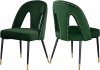 Akoya Dining Chair 794 Set of 2 Green Velvet Fabric by Meridian