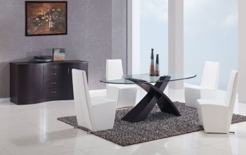 DG018DT Dining Table w/Optional Buffet & White Chairs by Global [GFDS-G018DT-105DC-White]