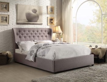 Wade 1883N Upholstered Bed in Grey Fabric by Homelegance [HEB-1883N Wade]