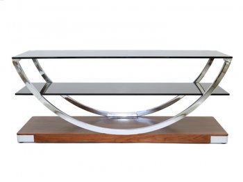 Amanda TV Unit w/Walnut Base & Black Glass Top by Whiteline [WLTV-Amanda]