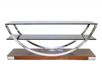 Amanda TV Unit w/Walnut Base & Black Glass Top by Whiteline