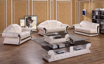 Suzanne Sofa 3Pc Set in Cream Half Leather by VIG [VGS-Suzanne T377 Cream]