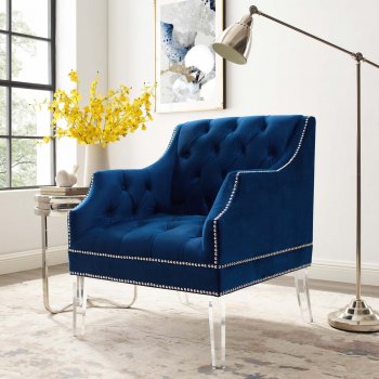 Proverbial Accent Chair in Navy Velvet by Modway [MWAC-3413 Proverbial Navy]