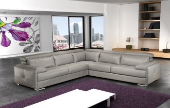 Gary Sectional Sofa in Ash Gray Italian Leather by J&M [JMSS-Gary]