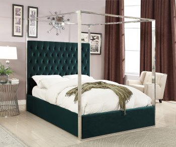 Porter Upholstered Bed in Green Velvet Fabric by Meridian [MRB-Porter Green]