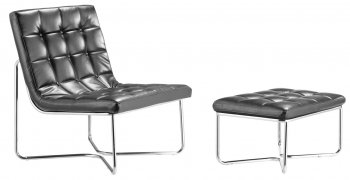 Black Leatherette Contemporary Lounge with Chromed Steel Frame [ZMLC-Waltz black]