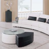 White Leather 5Pc Modern Sectional Sofa W/Glass Top End Tables