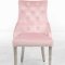 Leo Silver Dining Chair Set of 2 in Pink Fabric