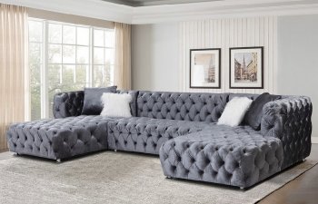 LCL-011 Sectional Sofa in Gray Velvet [BDSS-LCL-011 Gray]