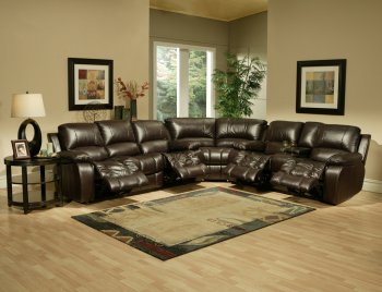 Coffee Leather Sonoma Classic Motion Sectional Sofa w/Options [PLSS-Sonoma]