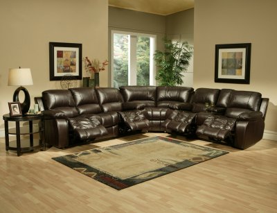 Coffee Leather Sonoma Classic Motion Sectional Sofa w/Options