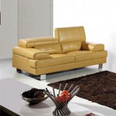 Beige Full Italian Leather Modern Living Room Sofa w/Options