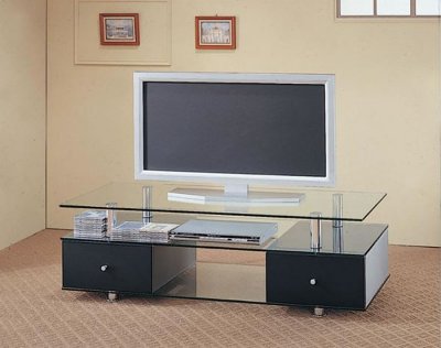 Contemporary TV Stand w/Glass Bottom And Base