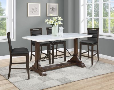 Aldrich Counter Ht 5Pc Dining Set 182438 by Coaster w/Marble Top