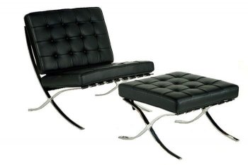 Black Button Tufted Full Leather Modern Chair [KCCC-F04-Black]