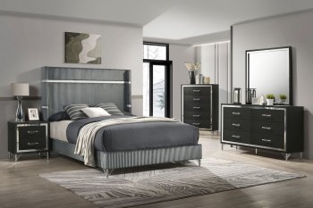 Lucia Bedroom Set 5Pc 224991 in Gray & Black by Coaster [CRBS-224991 Lucia]