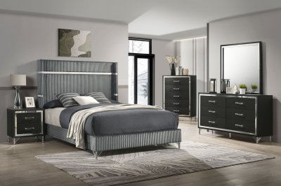 Lucia Bedroom Set 5Pc 224991 in Gray & Black by Coaster