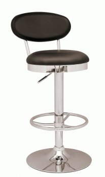 Black & Chrome Set of 2 Modern Barstool w/Adjustable Height [CYBA-0377-BS-BLACK]