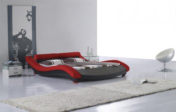 Black & Red Leatherette Elegant Modern Bed [SHBS-2871-Bentley]