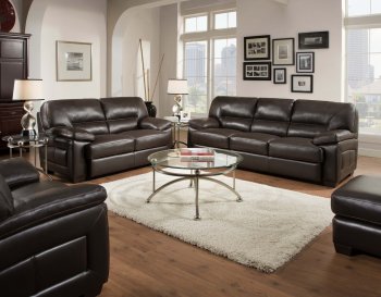 Truffle-Brown Top Grain Leather Modern Sofa & Loveseat Set [DOS-199]