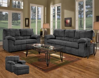 Black Fabric Modern Sofa & Loveseat Set w/Options [CHFS-V4-4200 Lucas Black]