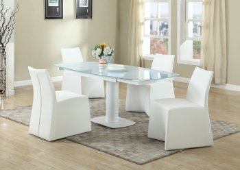 Grace Dining Table 5Pc Set in White w/Camila Chairs by Chintaly [CYDS-Grace-White-Camila]