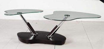 Dark Wenge Finish Artistic Coffee Table W/Smoked Glass Tops [IKCT-2092]