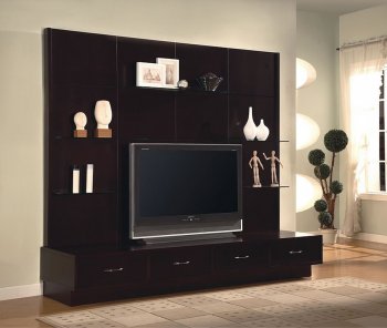 Cappuccino Finish Contemporary Tv Console W/Storages & Shelves [CRTV-386-700185]