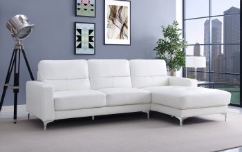 Memphis Sectional Sofa in White Bonded Leather by Whiteline [WLSS-Memphis White]