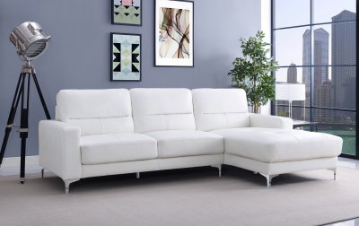 Memphis Sectional Sofa in White Bonded Leather by Whiteline