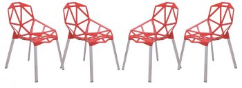 Dalton Set of 4 Indoor/Outdoor Chairs DC20R in Red by LeisureMod [LMDC-DC20R-Dalton Red]