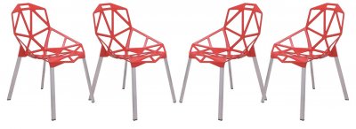 Dalton Set of 4 Indoor/Outdoor Chairs DC20R in Red by LeisureMod