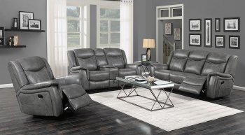 Conrad Motion Sofa 650354 in Grey Leatherette by Coaster [CRS-650354-Conrad]