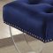 Ava Bench 102 in Navy Velvet Fabric by Meridian w/Acrylic Legs