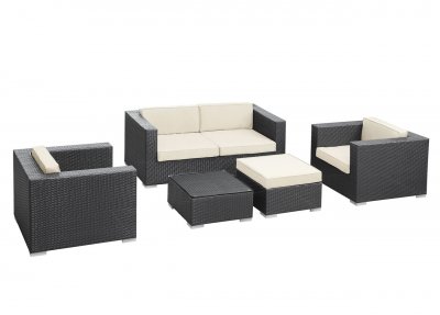 Malibu 5Pc Patio Sofa Set by Modway in Espresso & White