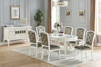 F2475 7Pc Dining Set in Ivory & Silver by Poundex w/Options [PXDS-F2475-F1764]