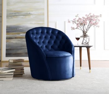 Alessio Accent Chair 501 in Navy Velvet by Meridian [MRCC-501 Alessio Navy]