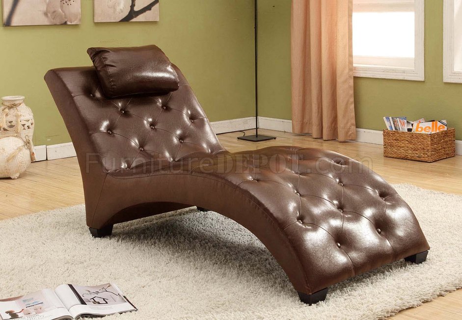 Brown Bonded Leather Elegant Modern Chaise Lounger 7313