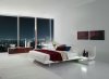 White Lacquer Modern Platform Bed w/Built-In Night Stands