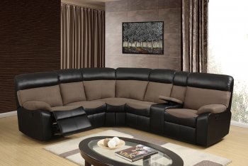 U1399 Motion Sectional Sofa in Brown Fabric & PU by Global [GFSS-U1399]