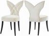 Leandra Dining Chair 742 Set of 2 Cream Velvet Fabric - Meridian